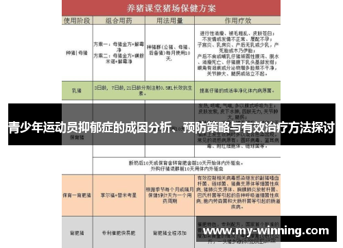 青少年运动员抑郁症的成因分析、预防策略与有效治疗方法探讨