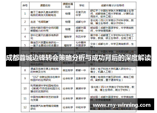 成都蓉城边锋转会策略分析与成功背后的深度解读