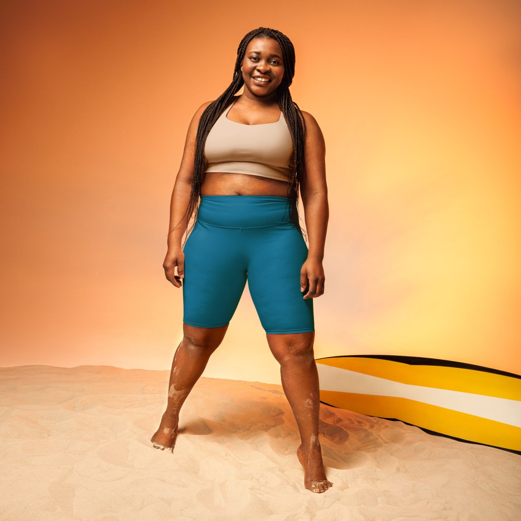 Cerulean Blue high-waisted biker shorts by Winning