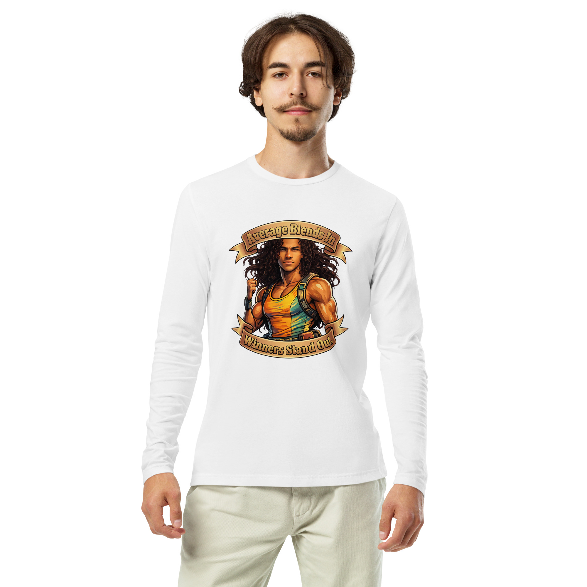 White Long Sleeve Fitted Crew Shirt