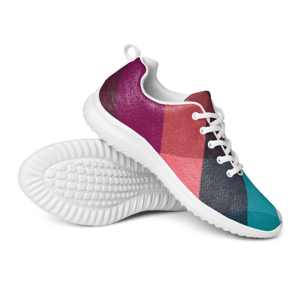 Women’s plaid athletic shoes with breathable flyknit by Winning