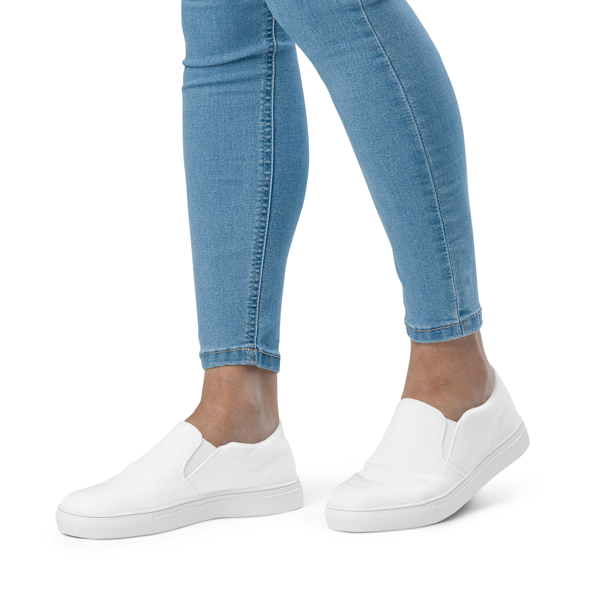 Women’s White Slip-on Canvas Shoes - Image 6